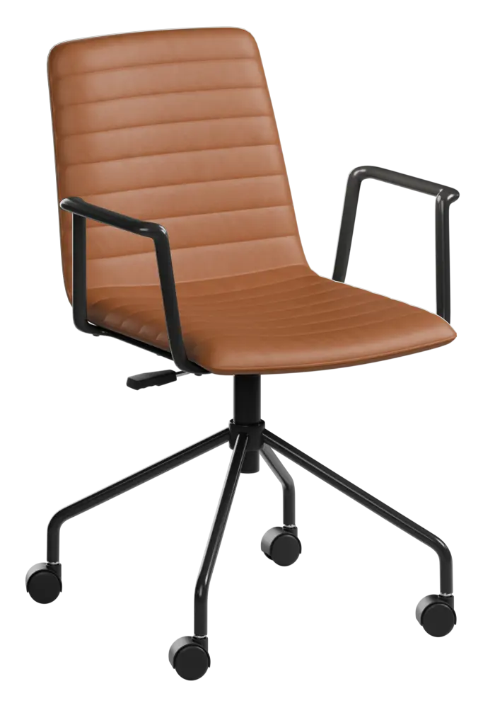 ARCA MOVE BLACK, židle kancelářská, černé područky, ekologická kůže cappuccino